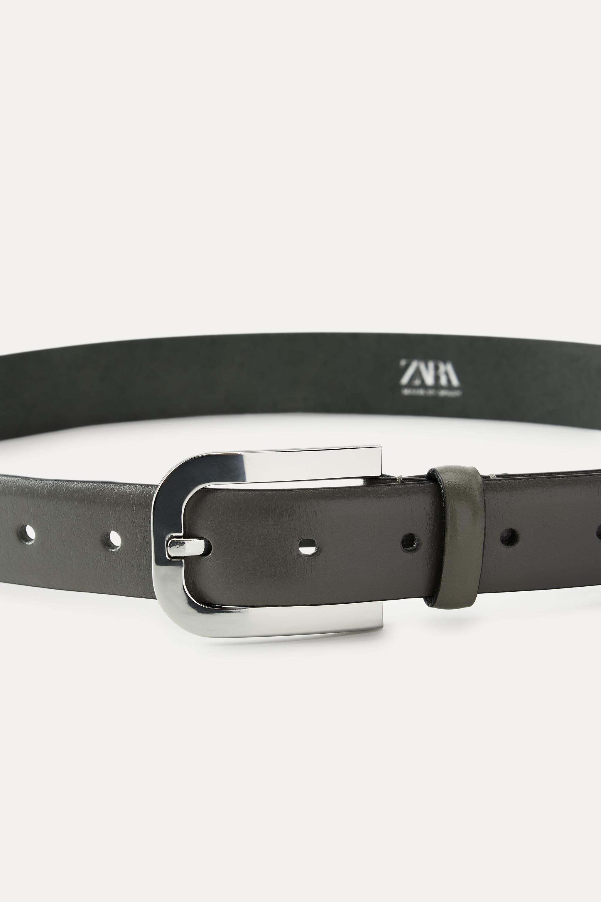 ZARA エンボス 加工入り メタルバックル 付き レザーベルト レザーベルト - エンジ | ZARA Japan / 日本
