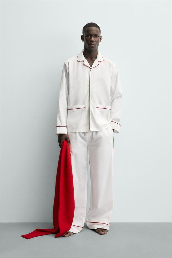 CONTRAST PIPING PAJAMA SET