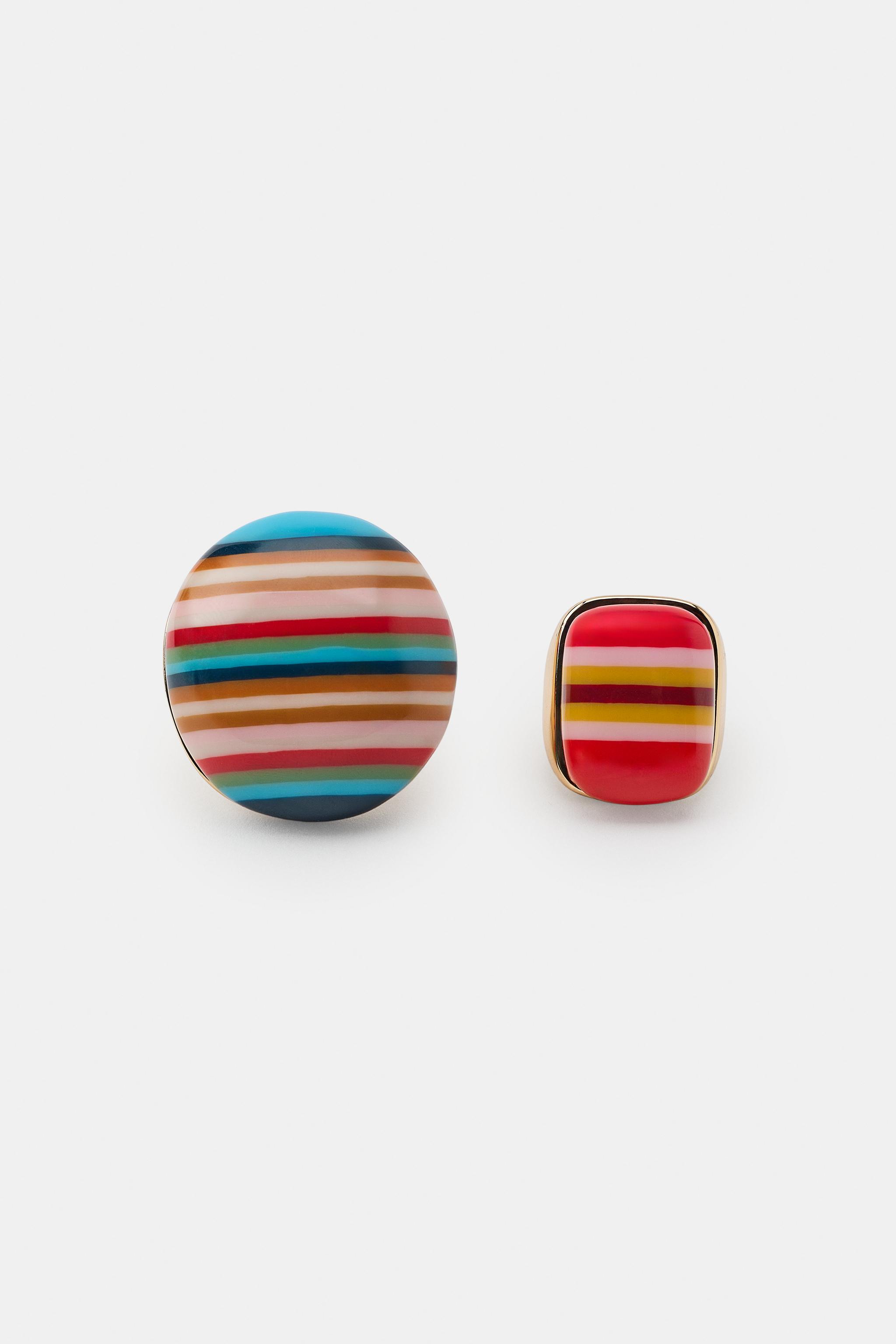 2-PACK RESIN STRIPED RINGS