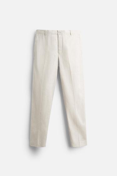 100% LINEN TROUSERS - Light beige by Zara