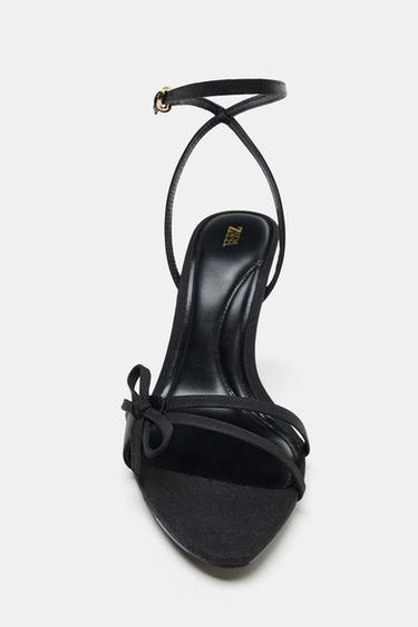 SATIN STRAPPY HIGH-HEEL SANDALS - Black by Zara - Image 4