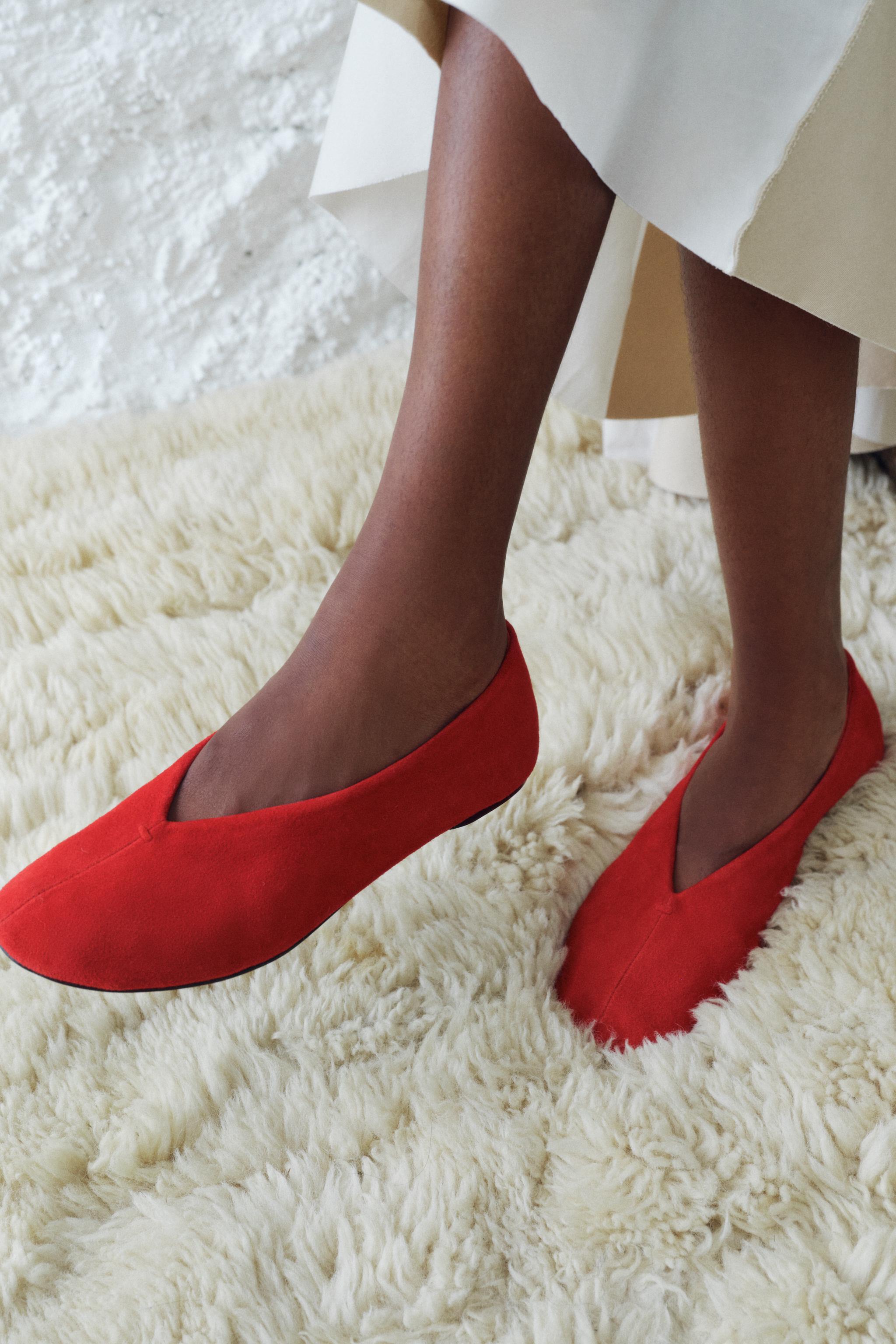 Red suede flats online