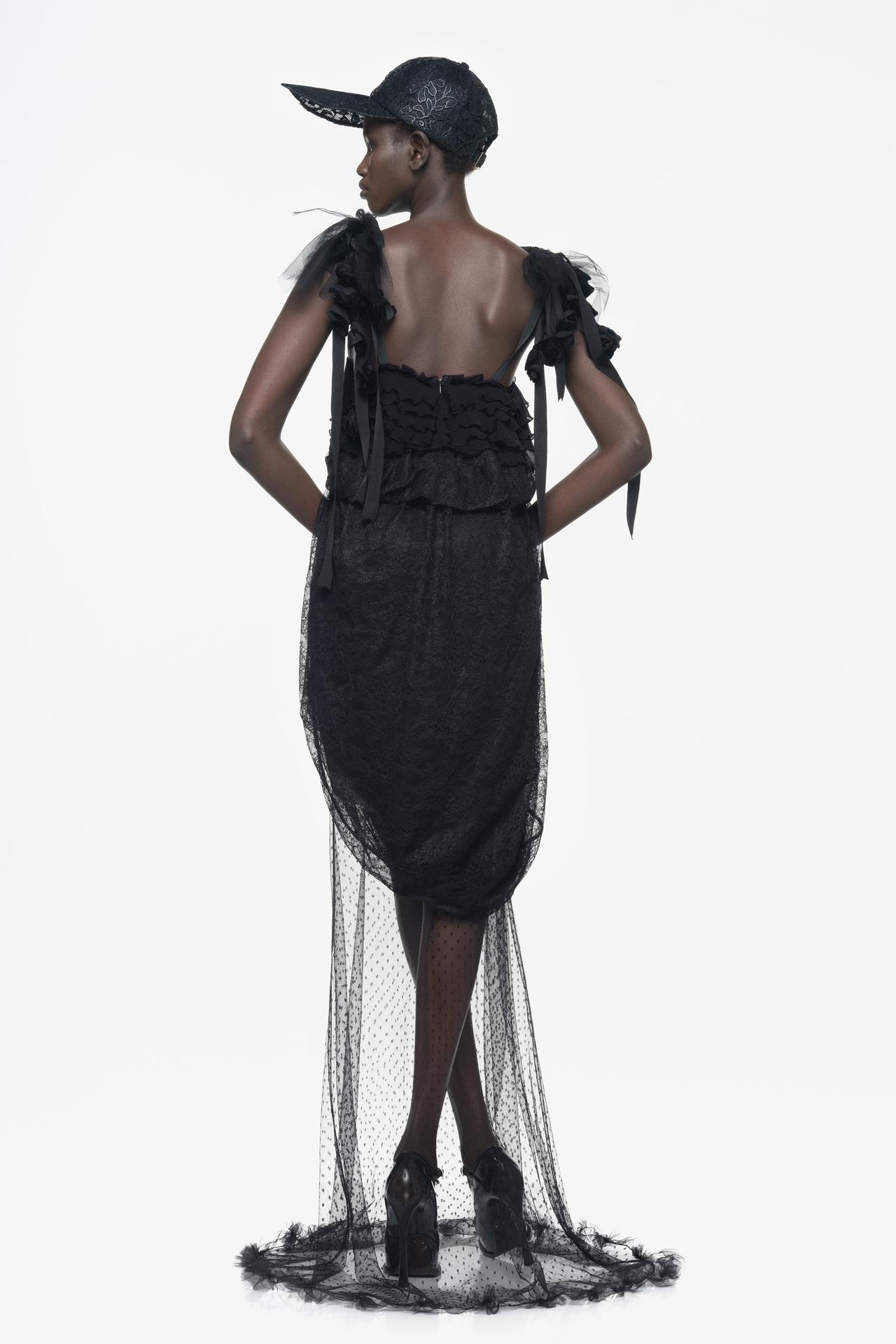 LIMITED EDITION TULLE LACE RUFFLE DRESS — Black