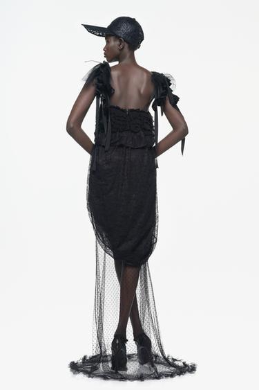 LIMITED EDITION TULLE LACE RUFFLE DRESS — Black 2