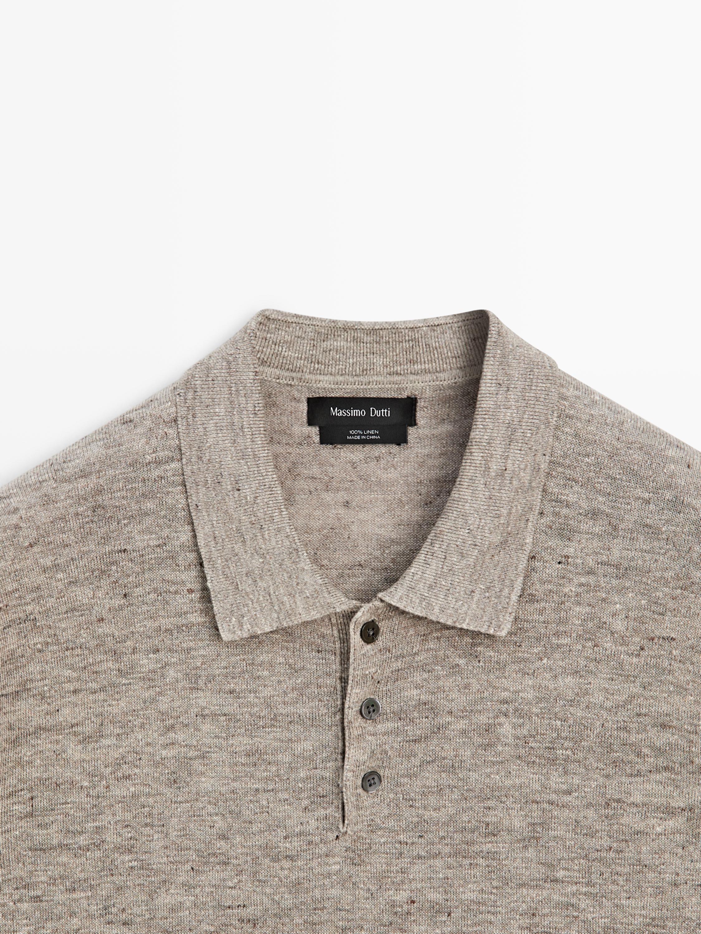 100% linen melange polo shirt