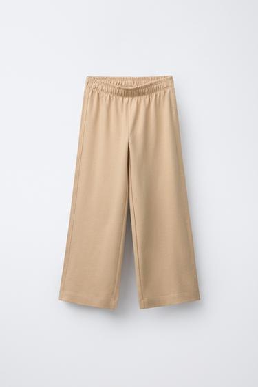 PLAIN HEAVY WEIGHT WIDE-LEG TROUSERS - Mid-camel by Zara