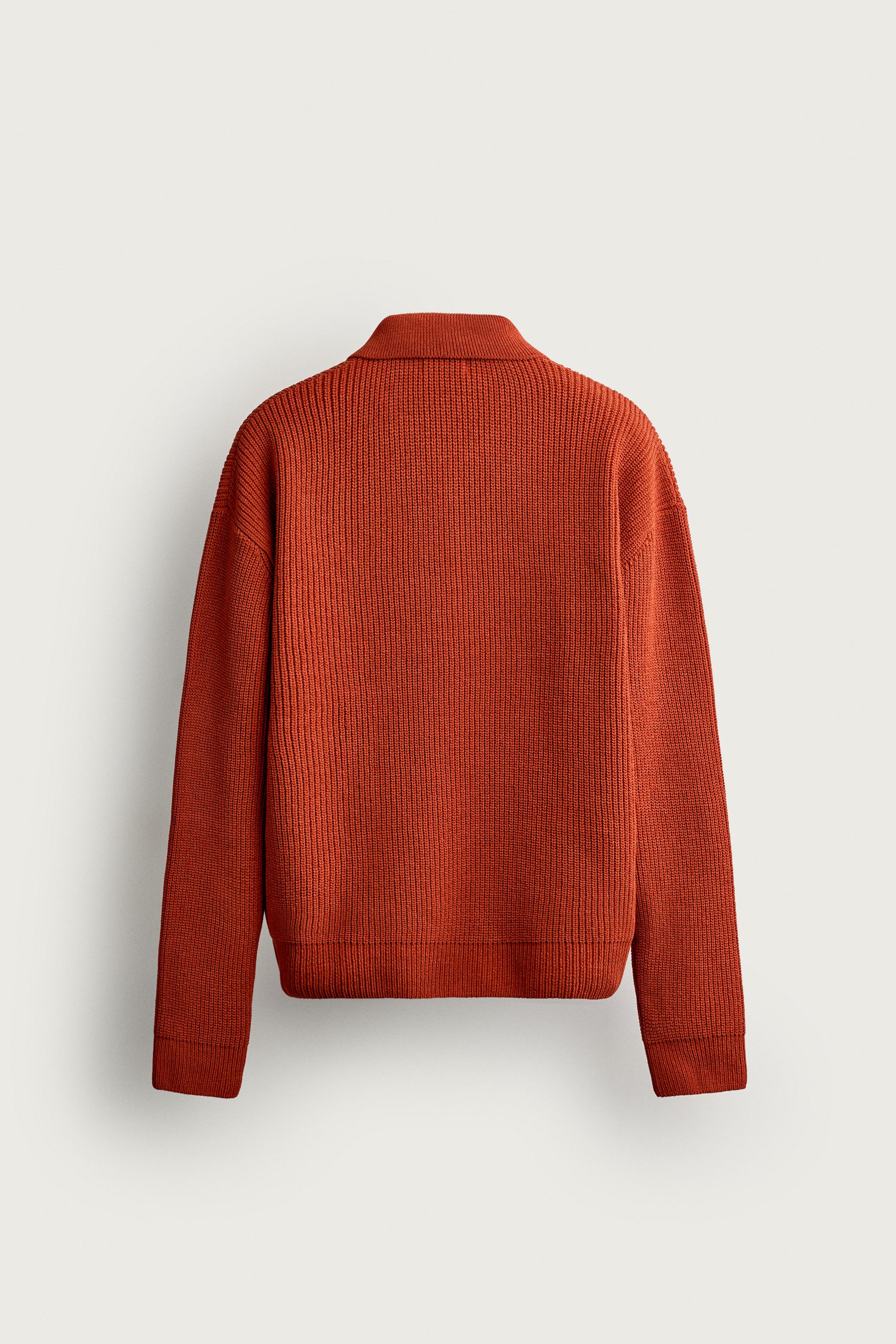 Мужские рубашки Zara QUARTER-ZIP KNIT POLO SHIRT — фото 9