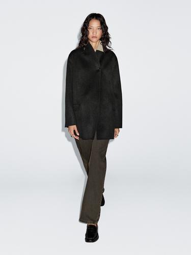 Zara Wool blend high neck coat - Black - Image 0