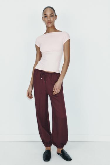 BOAT NECK T-SHIRT - Dusty pink by Zara