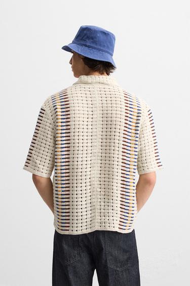 CHEMISE CROCHET RAYURES - Écru de Zara - Image 3
