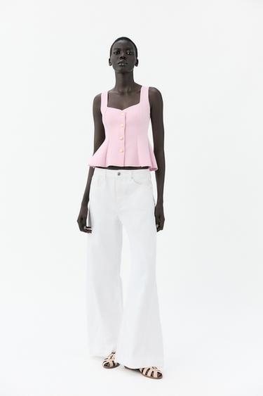 PEPLUM STRETCH VEST TOP - Pink by Zara - Image 0