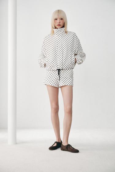 Zara 波卡圓點泡泡紗夾克 - 白色 / 黑色