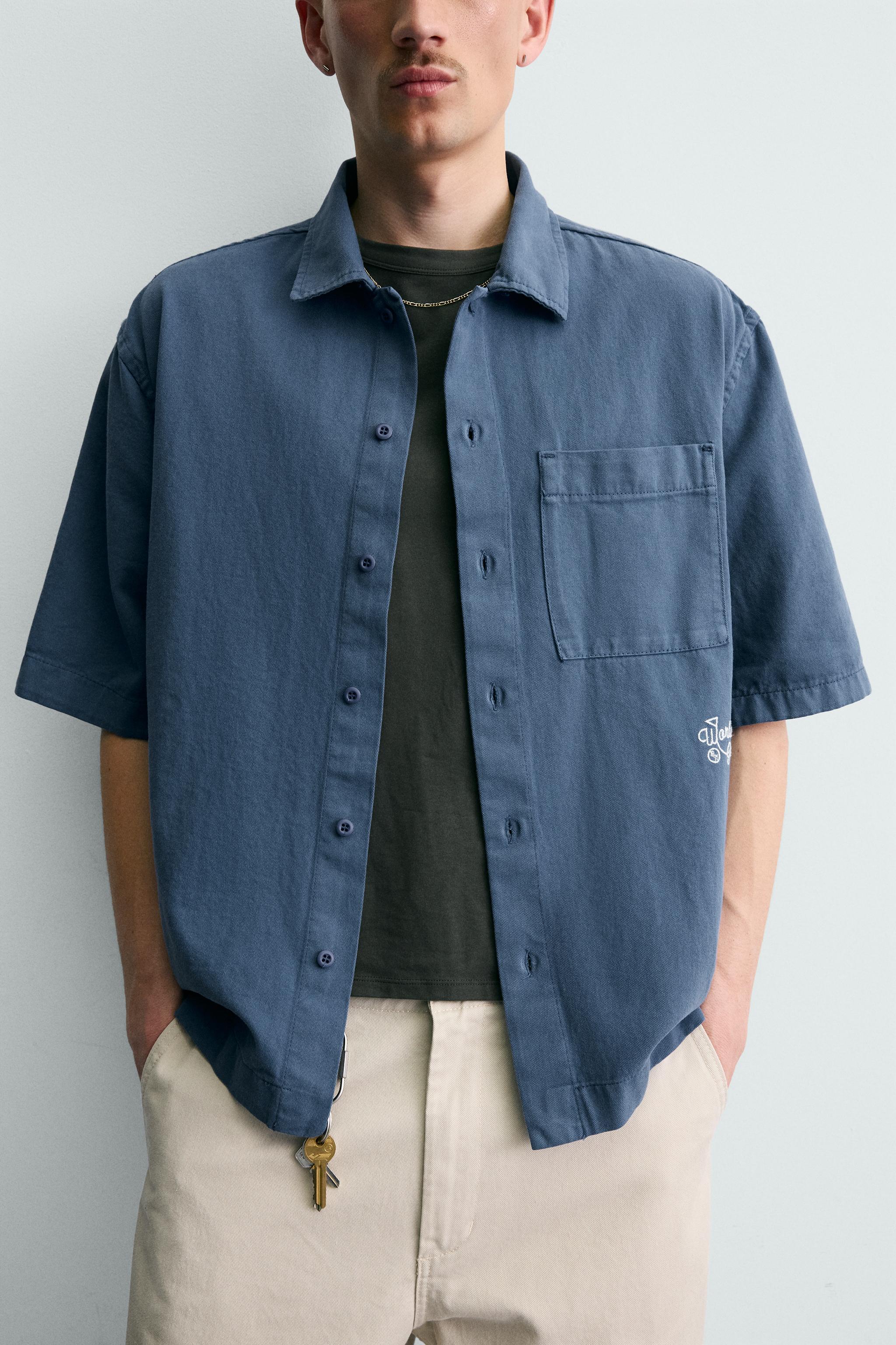 EMBROIDERED TEXTURED OVERSHIRT