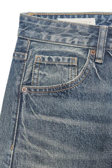 TRF BAGGY FOLDED RIPPED MID-WAIST JEANS - Navy blue by Zara