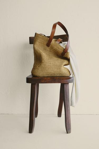 MALA TOTE BAG ENTRANÇADA - Branco-cru da Zara