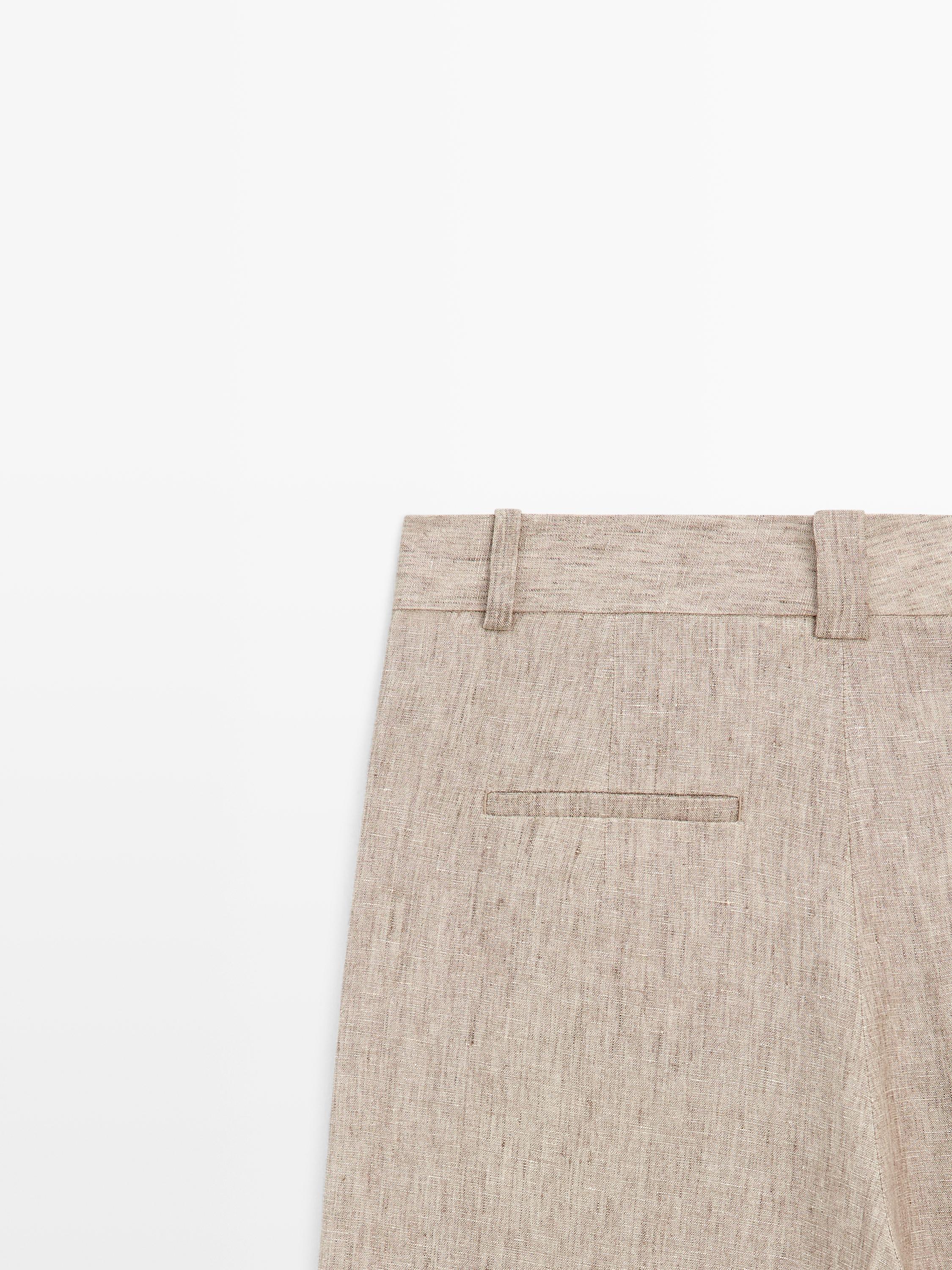 Linen melange trousers with pleated details
