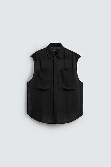 SEMI-SHEER SHIRT WITH POCKETS - Black by Zara - Image 6