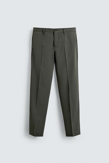 Zara COMFORT SUIT PANTS - Green