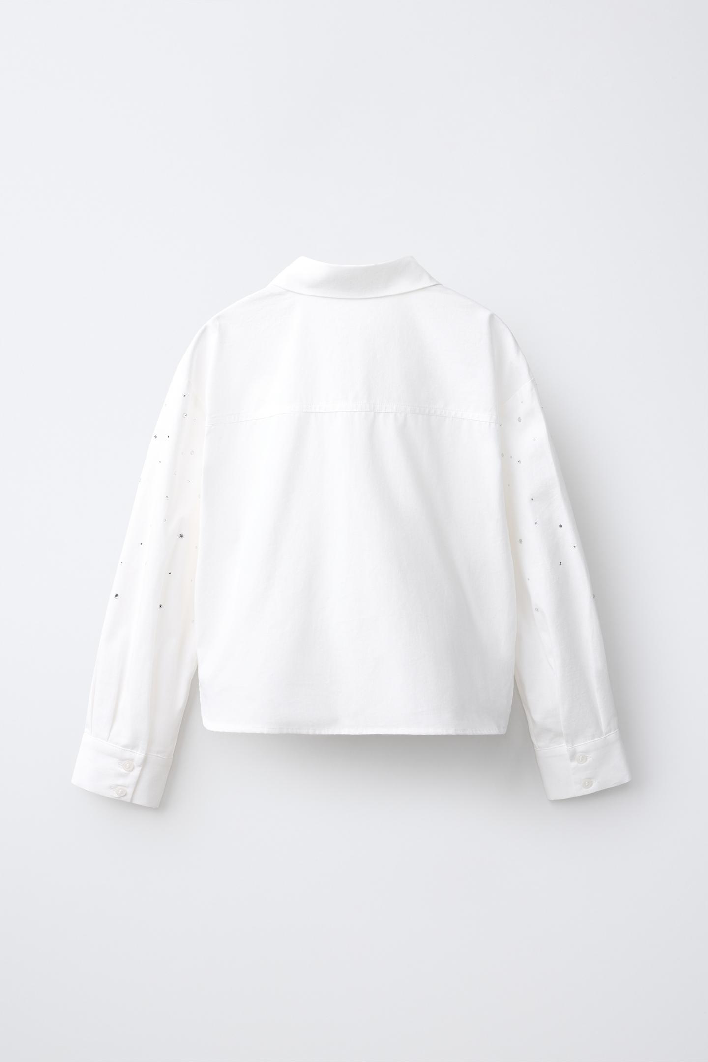 Детская рубашка Zara Rhinestone AppliquÉ Shirt, цвет: Белый — фото 2