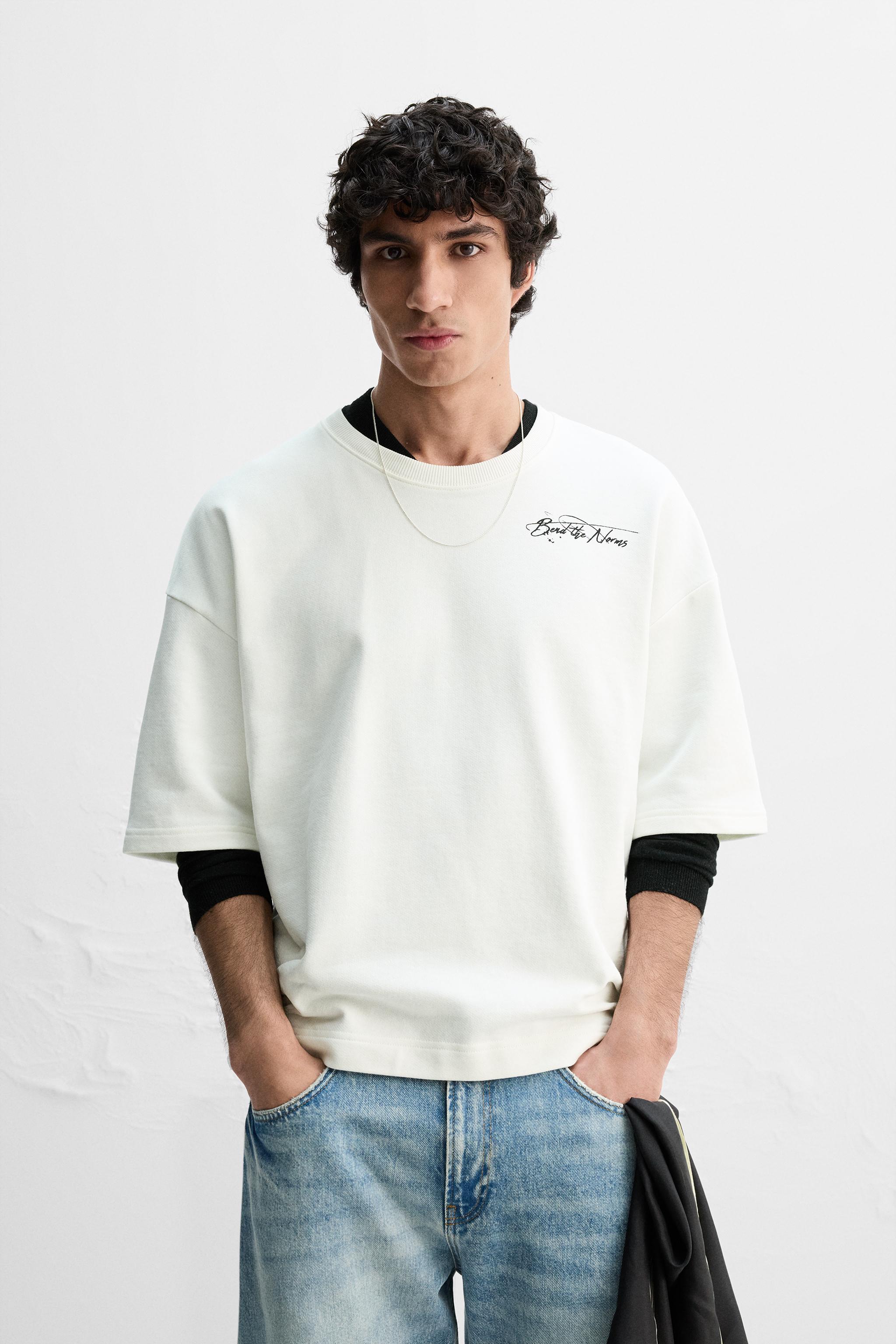 CONTRAST PRINTED SWEATSHIRT - White | ZARA India