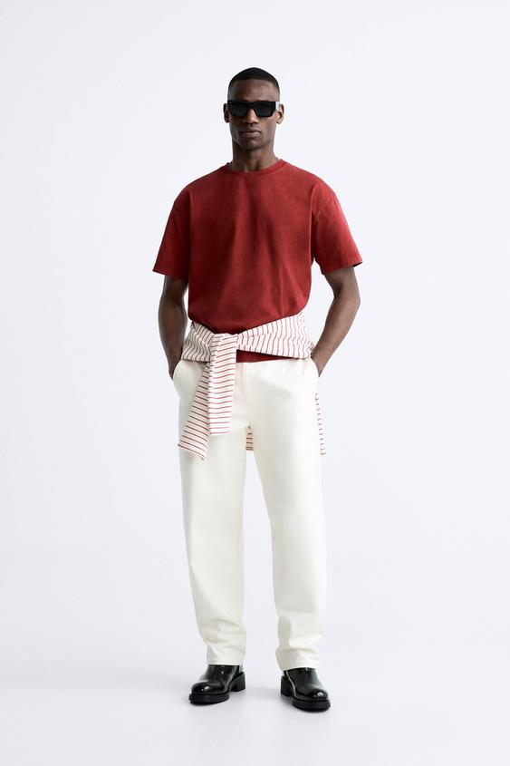 WASHED RIPPED T-SHIRT - Red | ZARA United States