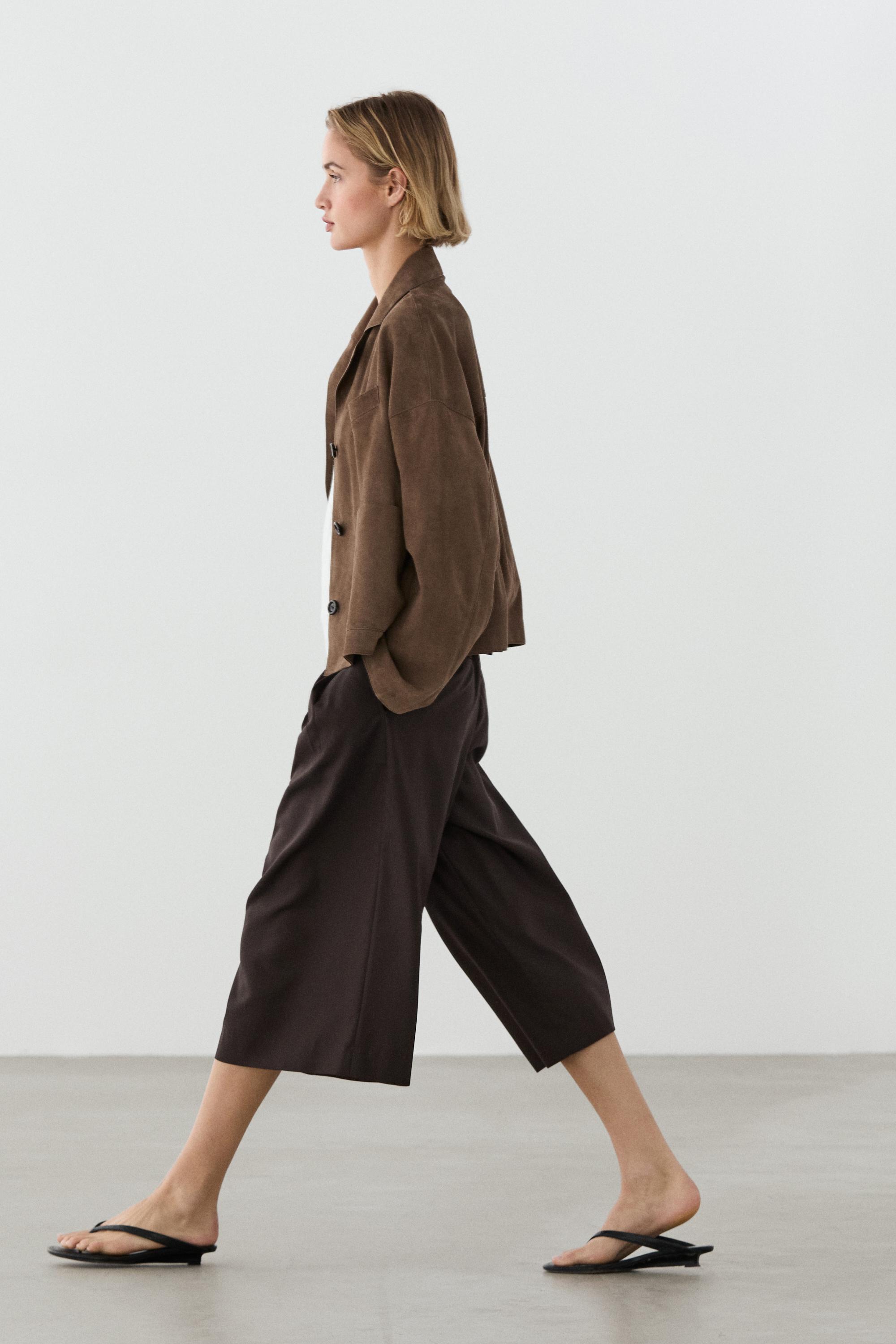 Flowing suede leather jacket — Black gold