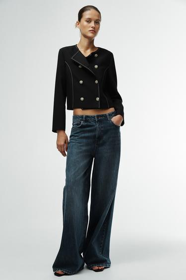 CONTRAST METAL BUTTON BLAZER - Black by Zara - Image 0