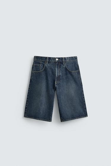 BAGGY FIT DENIM BERMUDA SHORTS - Blue by Zara