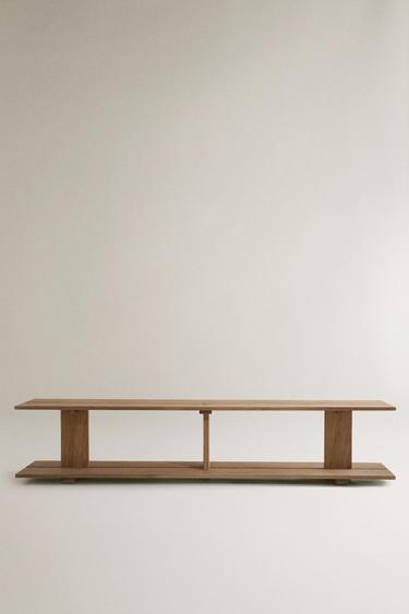 Zara ELM WOOD SHELVING UNIT WITH TWO SHELVES - Light beige