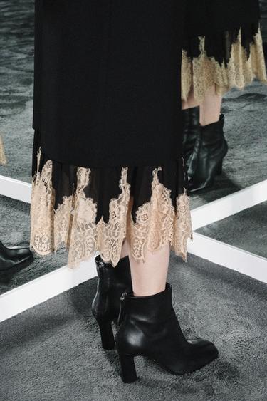 Zara LIMITED EDITION LEATHER HEELED ANKLE BOOTS - Black