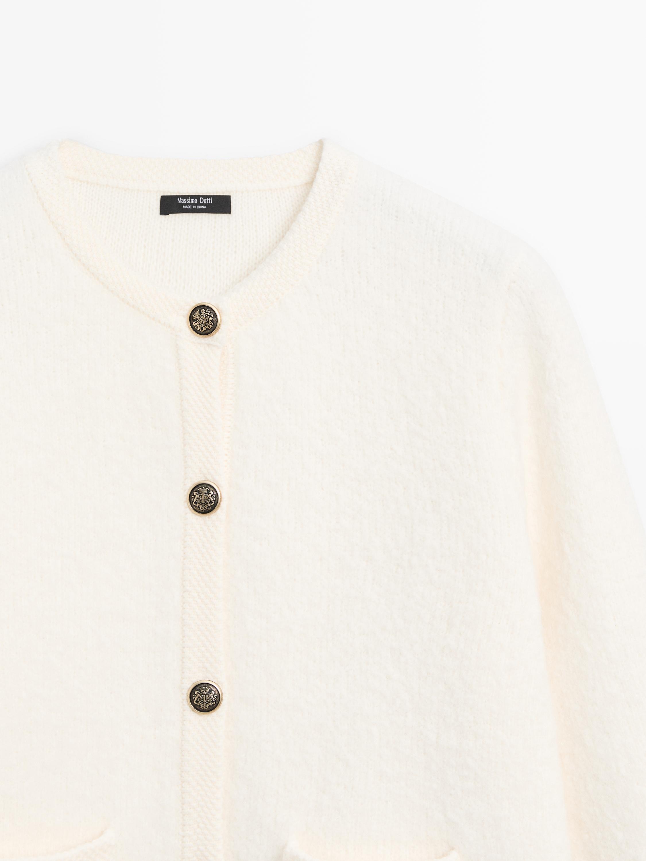 Short knit cardigan with gold button details