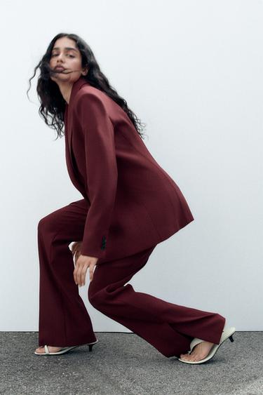 MID RISE TROUSERS - Burgundy by Zara