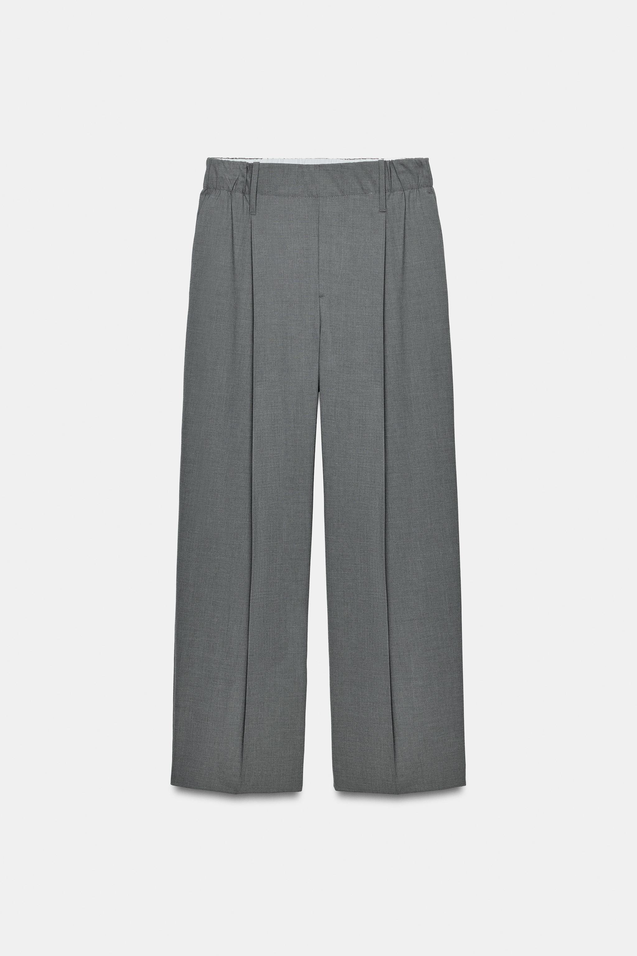 Женские брюки Zara ELASTIC WAIST PLEATED TROUSERS — фото 5