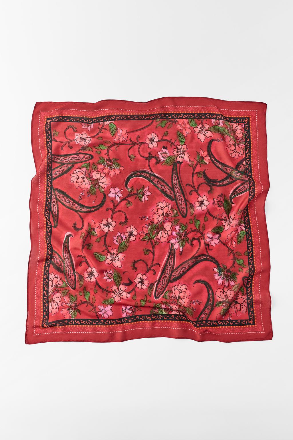FLORAL PRINT SILK BLEND SCARF