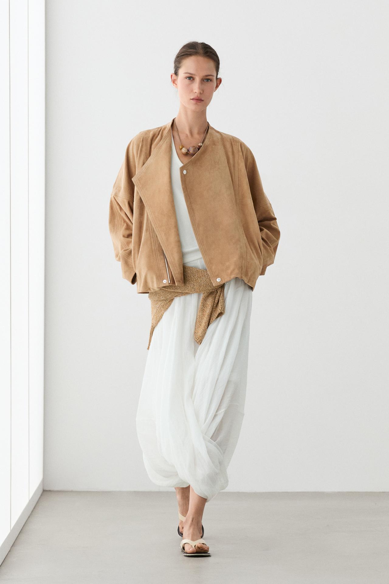 Suede leather double-breasted jacket — Dark mink