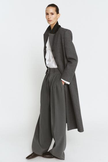 ZW COLLECTION LIMITED EDITION 만테코 울 테일러드 코트 - Zara 다크 그레이