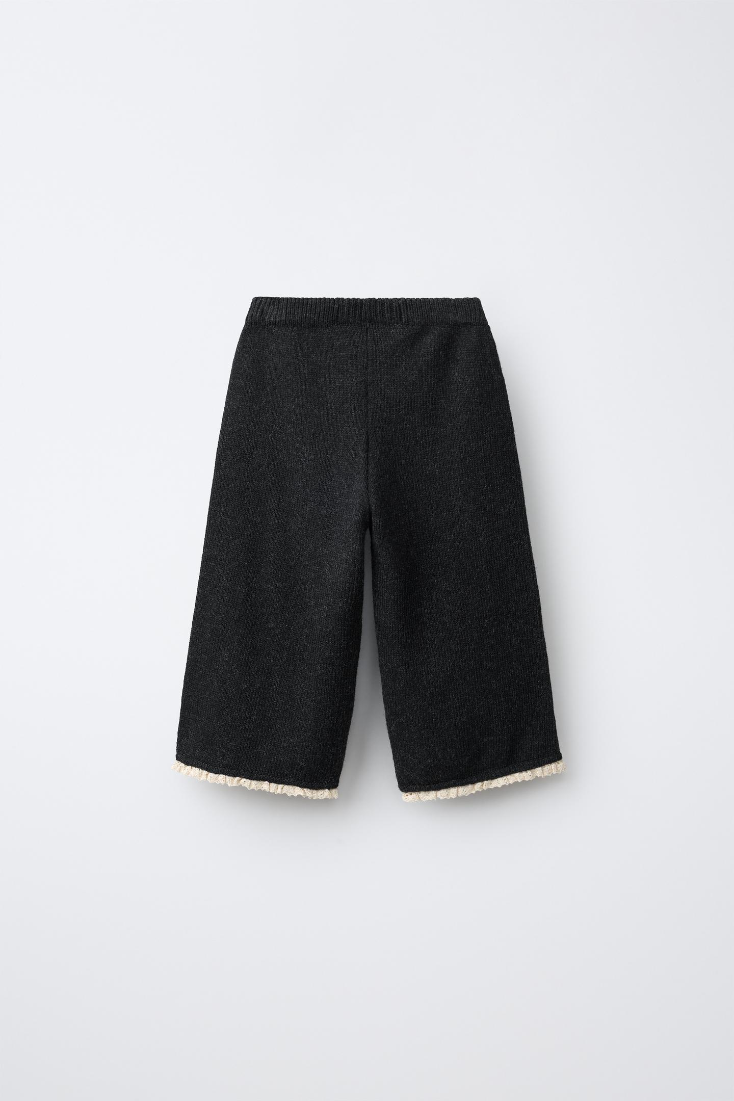 Детские брюки Zara Wool-Blend Knit Culotte, цвет: Антрацитовый серый — фото 3