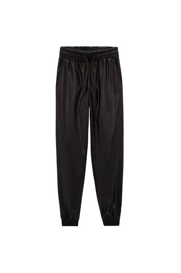 FAUX LEATHER JOGGING PANTS