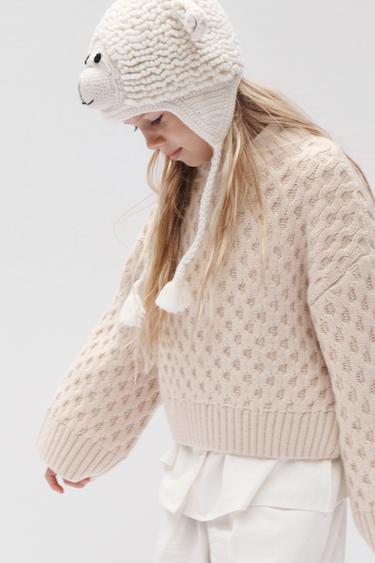 PULL EN MAILLE À TORSADES ÉDITION LIMITÉE - Écru de Zara