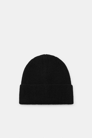 RIBBED TURN-UP BEANIE - Black by Zara