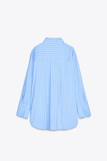 CHEMISE OVERSIZE RAYURES ZW COLLECTION - Bleu / Blanc de Zara - Image 8