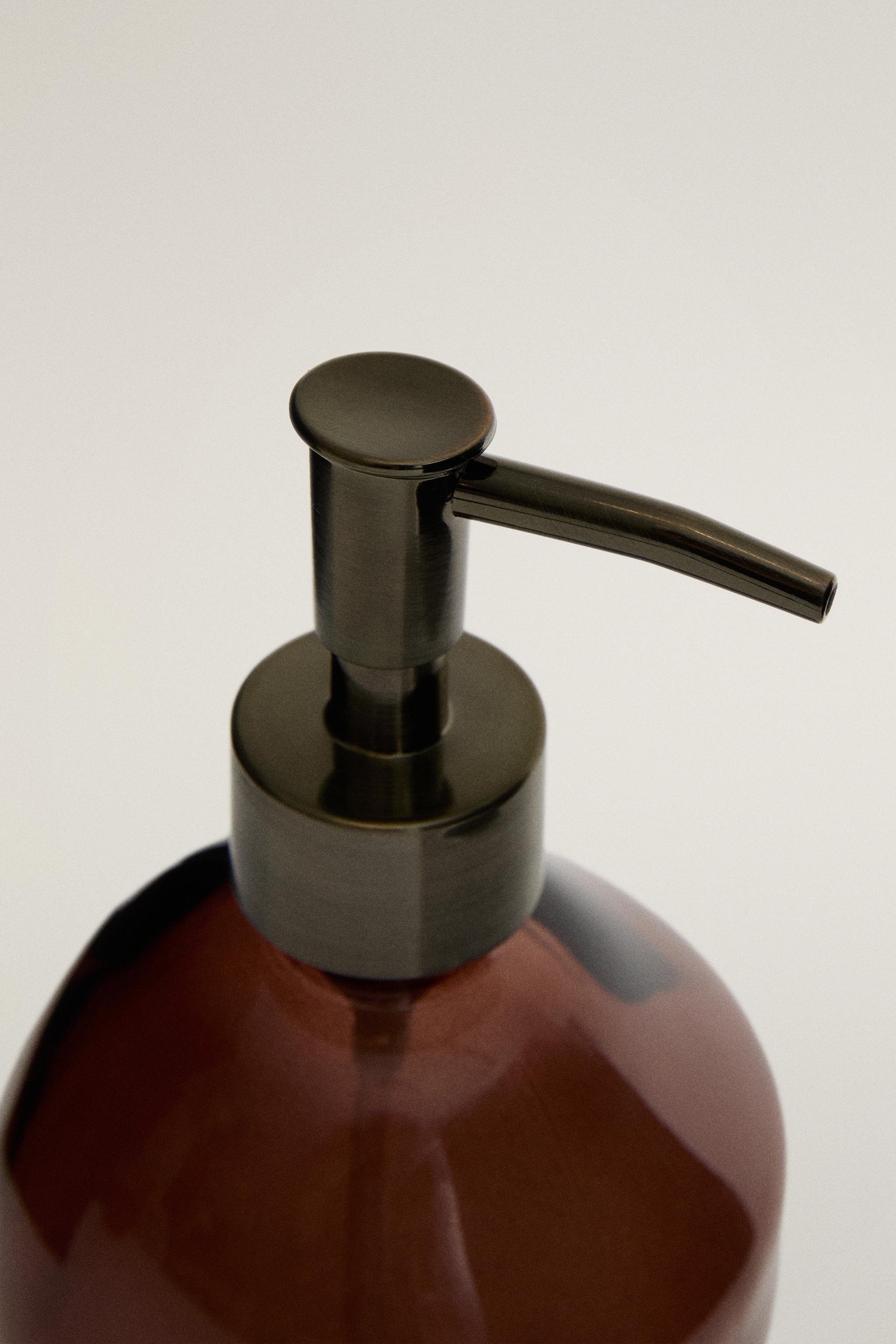 PINK GLASS SOAP DISPENSER — Pink