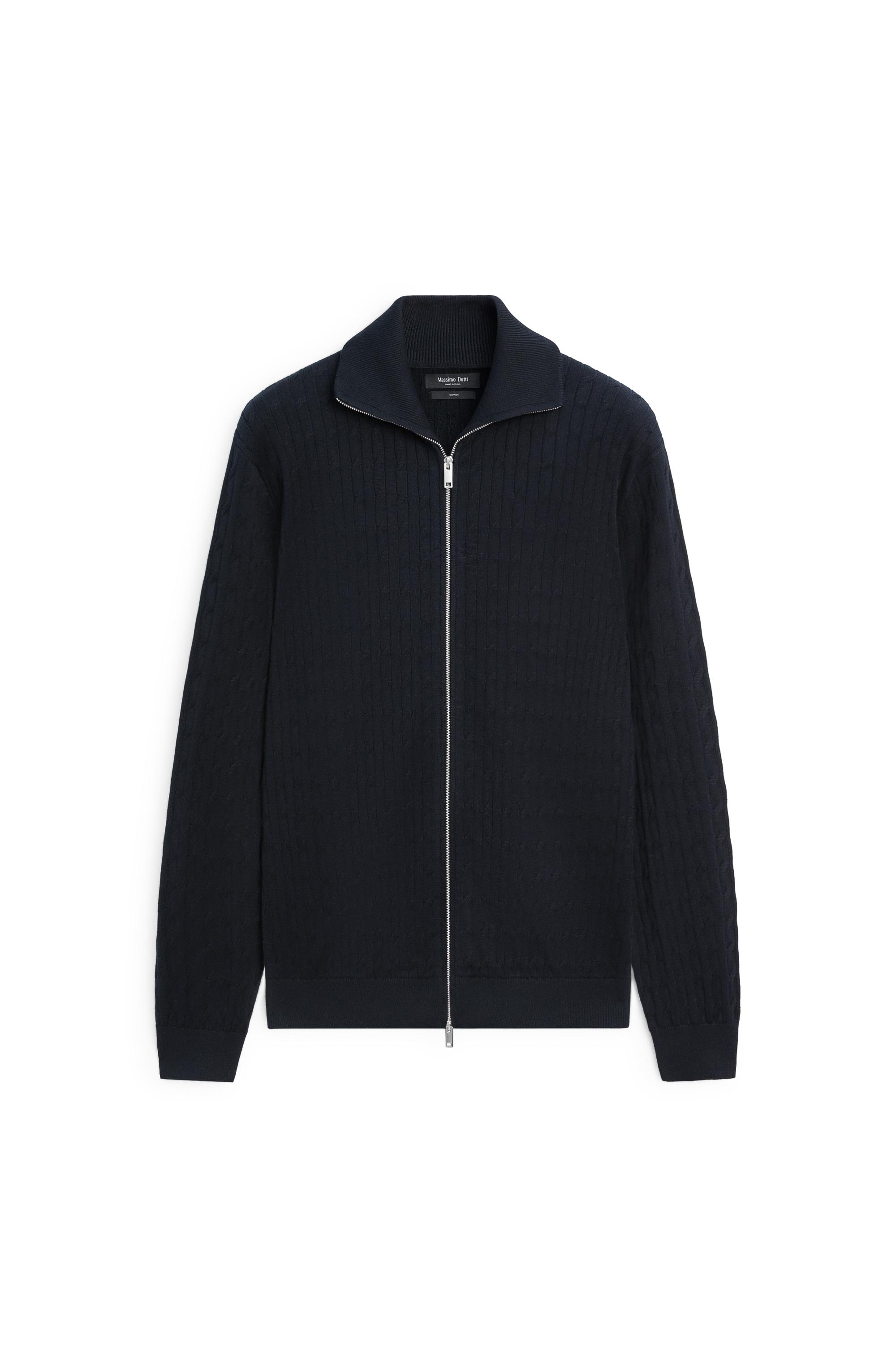 100% cotton braided knit cardigan - Navy blue | ZARA United States