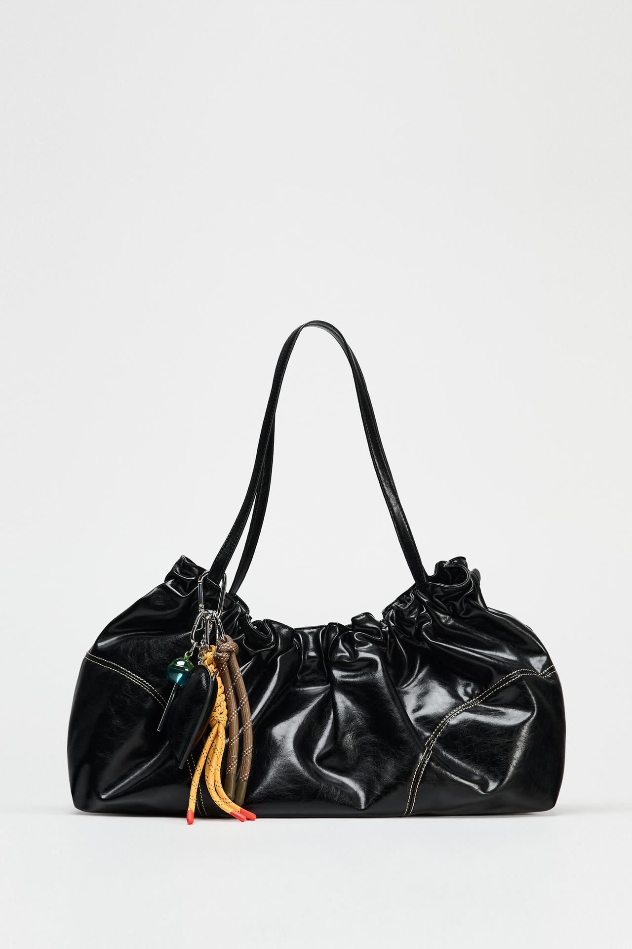 GATHERED TOTE BAG WITH CHARMS