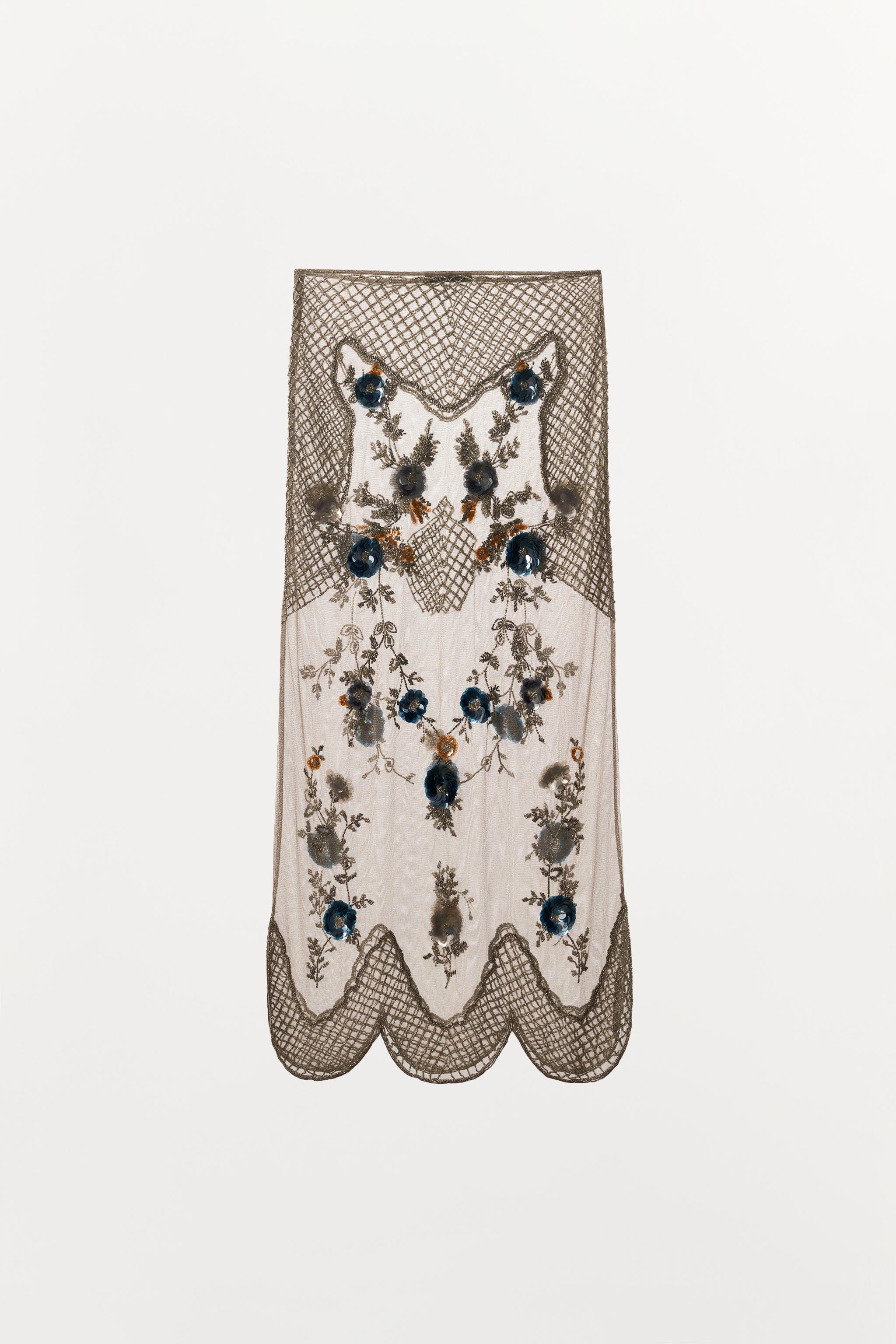 SEQUIN BEADED MIDI SKIRT
