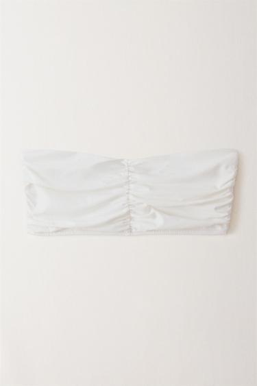 GATHERED BEACH BIKINI TOP - Ecru by Zara - Image 4