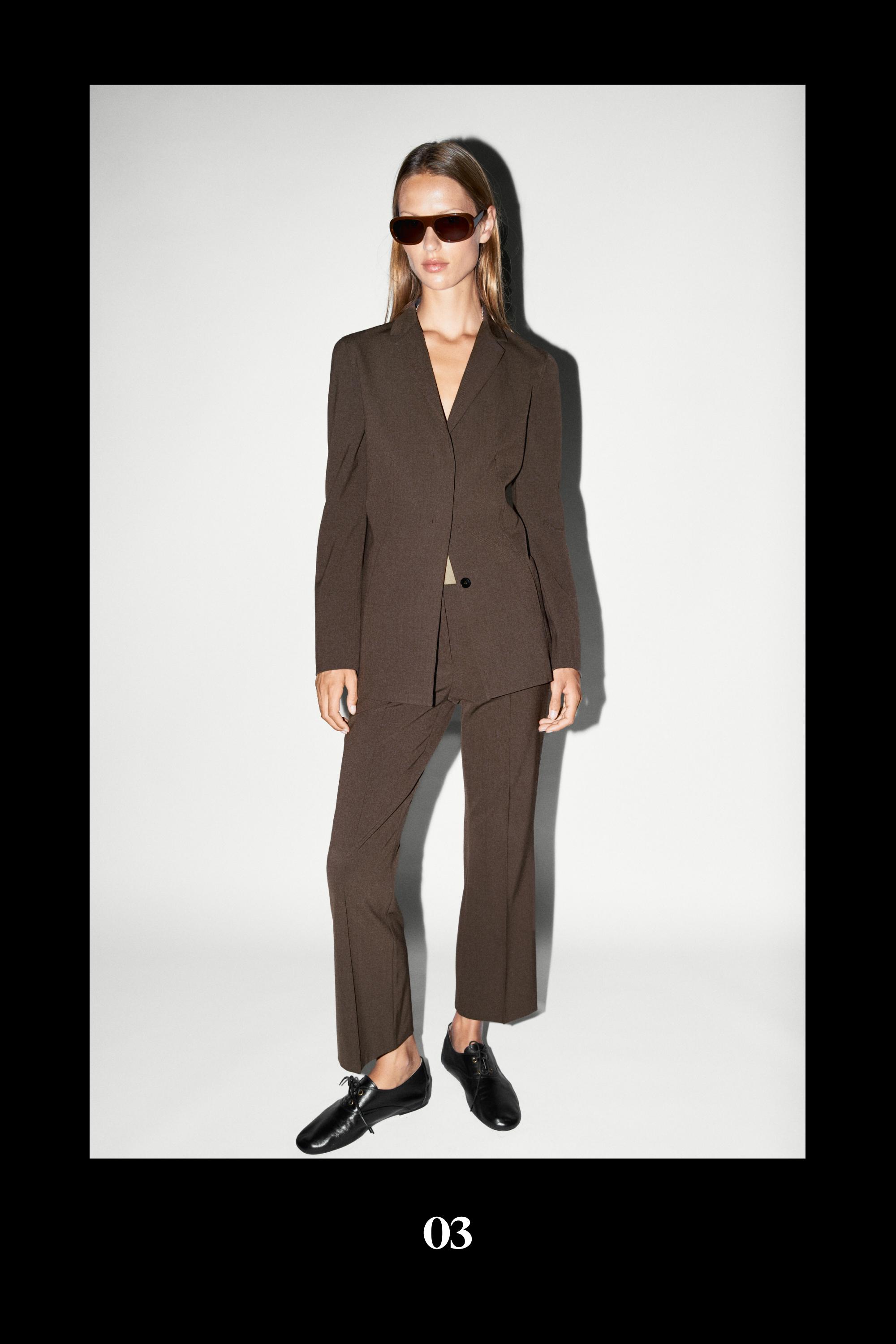 Fluid wool-blend blazer — Brown