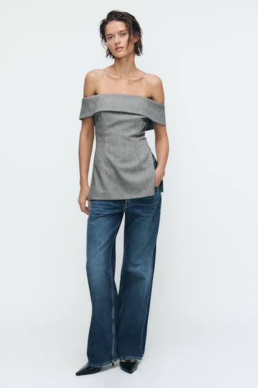 STRAPLESS BUSTIER TOP - Grey by Zara - Image 0