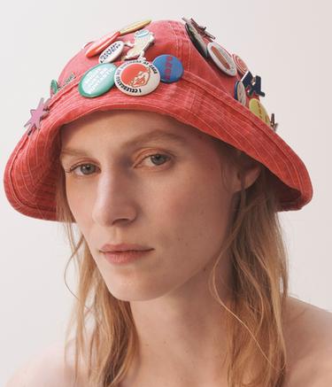 HARRY LAMBERT PIN BUCKET HAT - Red by Zara - Image 0