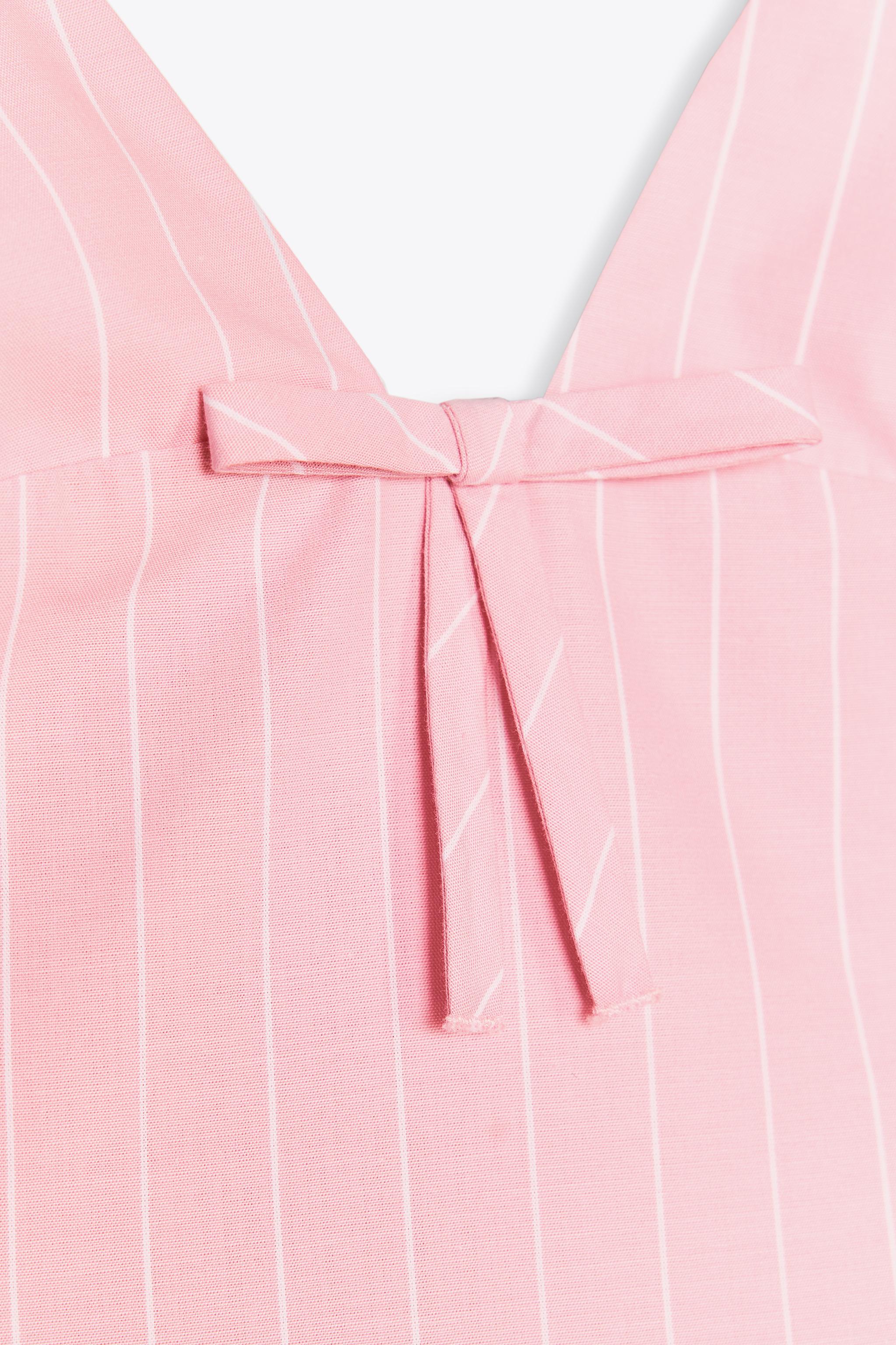ZARA ストライプ柄リボン付きショートワンピース 3154/844 ストライプ柄リボン付きショートワンピース - ピンク/ホワイト